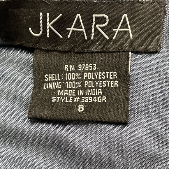 Jkara Womens Navy Polyester Beaded Flutter Sleeve Chiffon Cocktail Dress Size 8 - Picture 6 of 6